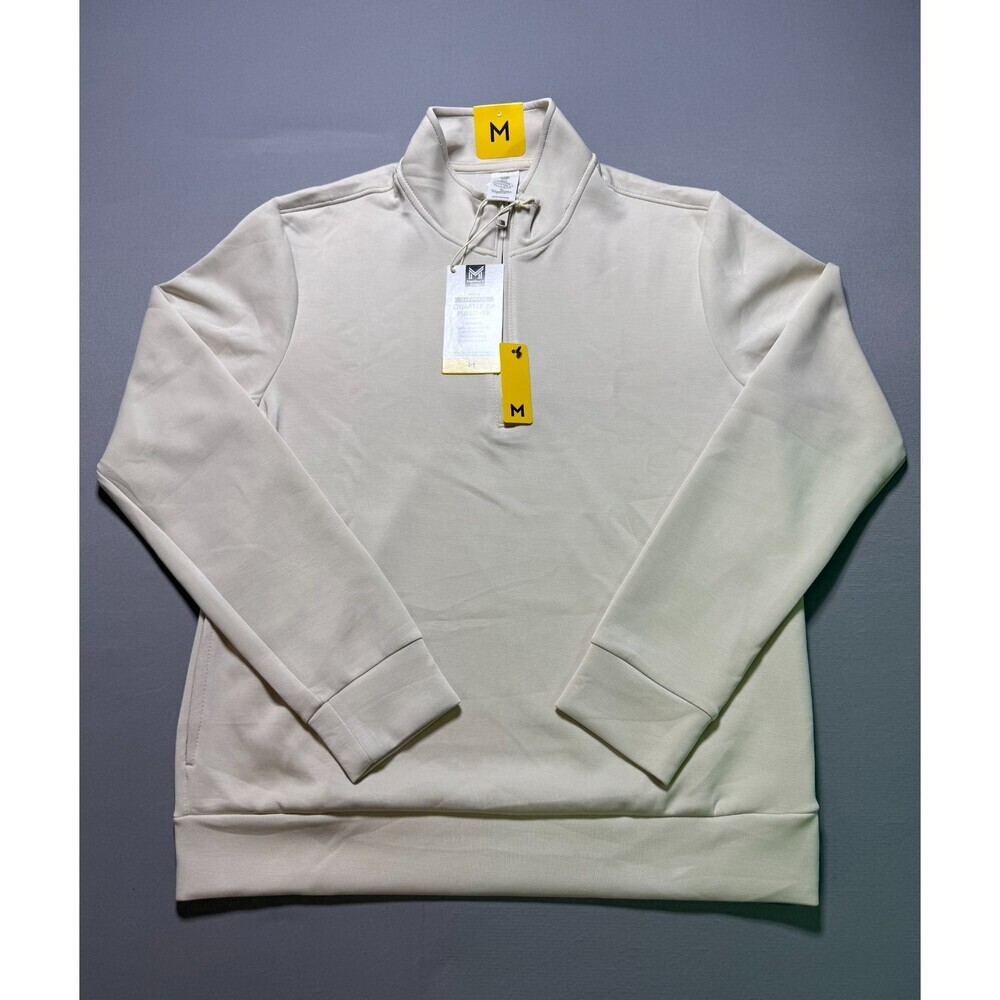 NWT Member's Mark Sandwash Quarter-Zip Pullover Sweater Men's Medium Beige Cozy